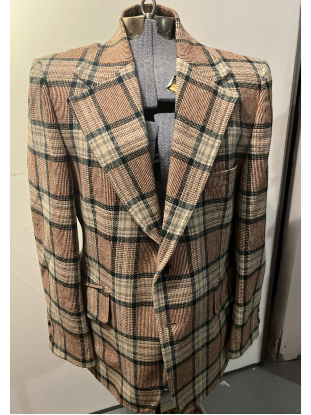Vintage 70s Johnny Carson Plaid Blazer Mens Wide Lapel Plaid Sport Coat Jacket38